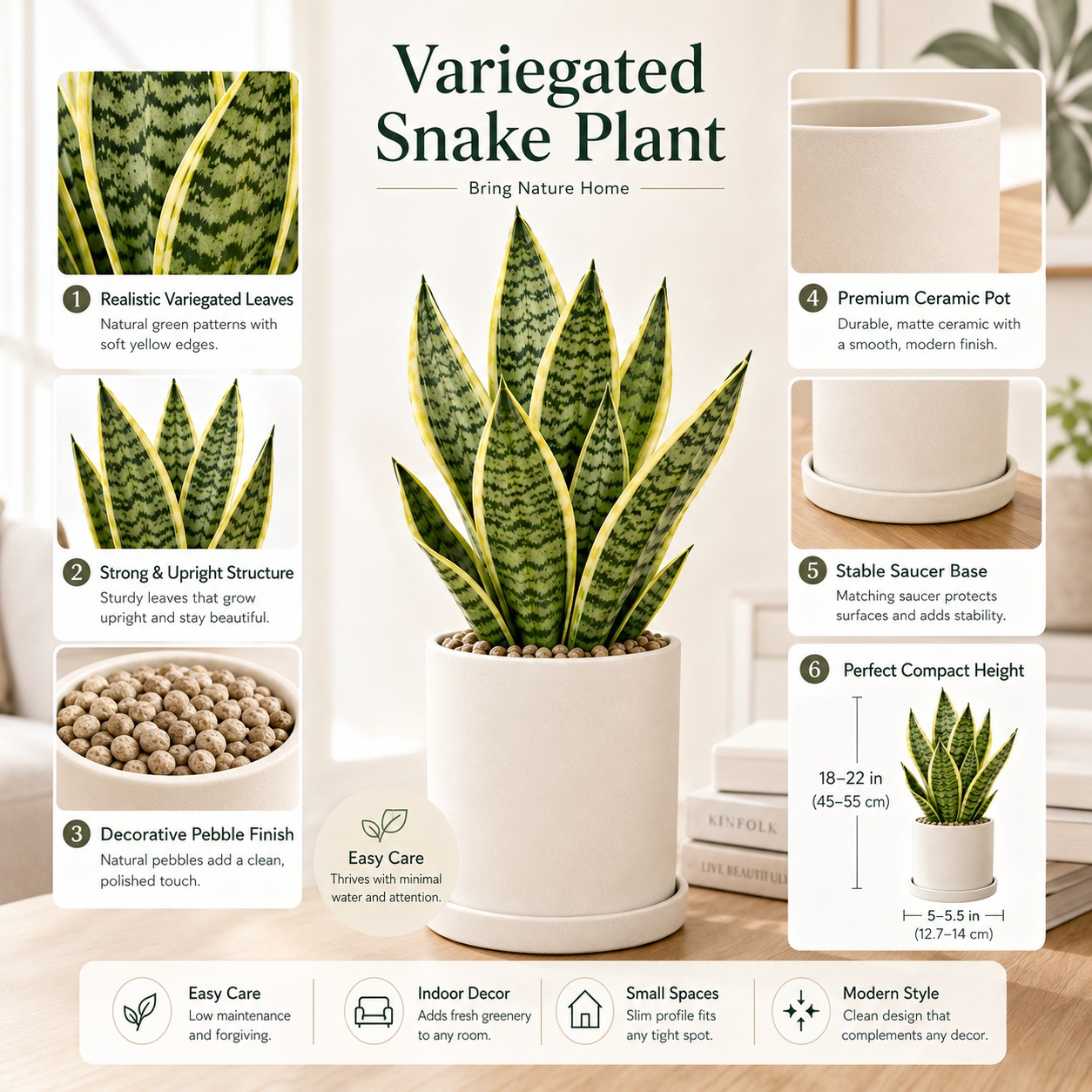Yhuvspfc® Variegated Snake Plant Slim Pot