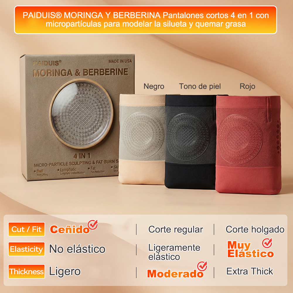 𝐏𝐚𝐢𝐝𝐮𝐢𝐬® 😈Shorts Moldeadores y Termogénicos 4-en-1 con Micro-Partículas de Moringa y Berberina