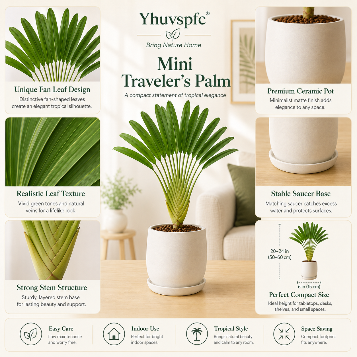 Yhuvspfc® Mini Traveler’s Palm